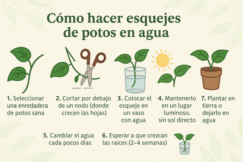 como hacer un esqueje de potos paso a paso